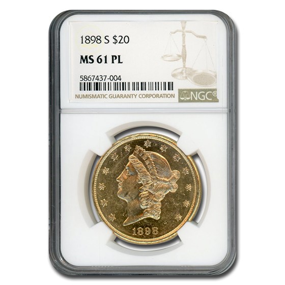 1898-S $20 Liberty Gold Double Eagle MS-61 NGC (PL) 1898-S $20 Liberty Gold Double Eagle MS-61 NGC (PL)